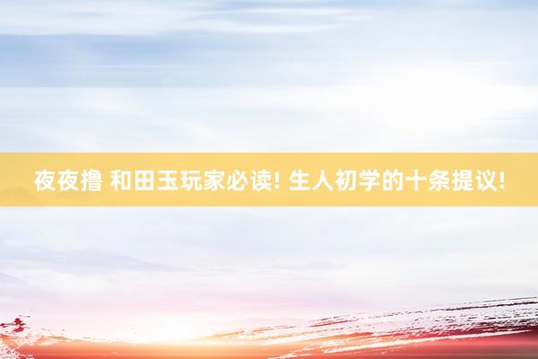 夜夜撸 和田玉玩家必读! 生人初学的十条提议!